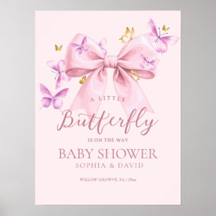 Roze Vlinder Boog Baby Shower Welkom Bord Poster