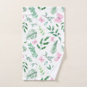 Roze Vlinder Botanische groen Waterverf Bad Handdoek (Handdoek)