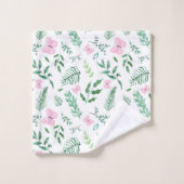 Roze Vlinder Botanische groen Waterverf Bad Handdoek (Wasdoekje)