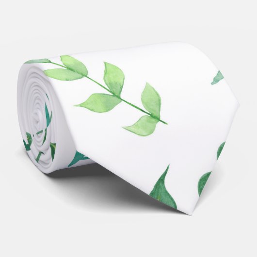 Roze Vlinder Botanische groen Waterverf Stropdas (Opgerold)