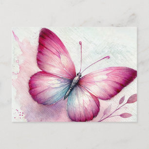 Roze Vlinder Botanische Waterverf Briefkaart