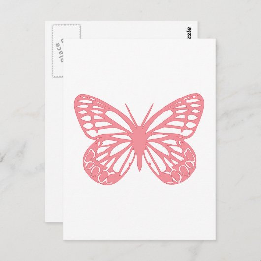 Roze vlinder briefkaart (Voorkant / Achterkant)