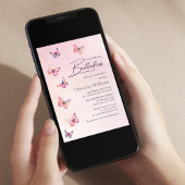 Roze Vlinder Bruidsfeest Kaart