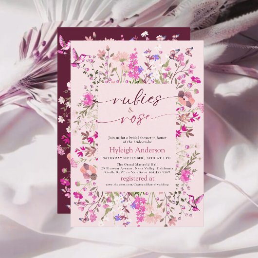 Roze Vlinder Bruidsfeest  Kaart