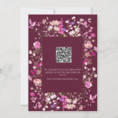 Roze Vlinder Bruidsfeest  Kaart (Achterkant)