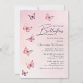Roze Vlinder Bruidsfeest Kaart (Voorkant)