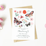 Roze Vlinder Bugs Bloem Verjaardag Uitnodiging<br><div class="desc">Roze Vlinder Bugs Bloem Verjaardag Uitnodiging</div>