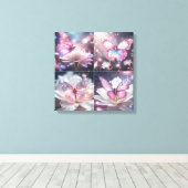 Roze vlinder canvas afdruk (Insitu (Houten vloer))
