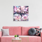 Roze vlinder canvas afdruk (Insitu (Woonkamer))