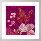 Roze vlinder collectie vierkante poster (Voorkant)