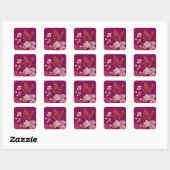 Roze vlinder collectie vierkante sticker (Vel)
