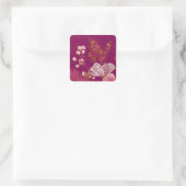 Roze vlinder collectie vierkante sticker (Tas)