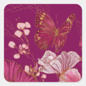 Roze vlinder collectie vierkante sticker (Voorkant)