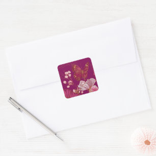 Roze vlinder collectie vierkante sticker