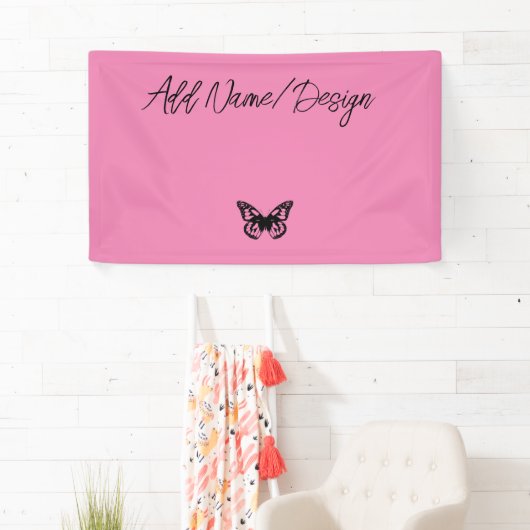Roze vlinder - Creëer uw eigen (CYO) banner (Insitu)