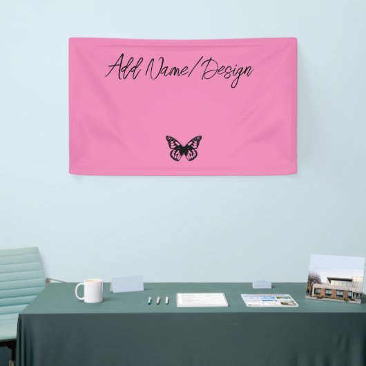 Roze vlinder - Creëer uw eigen (CYO) banner (Beurs)