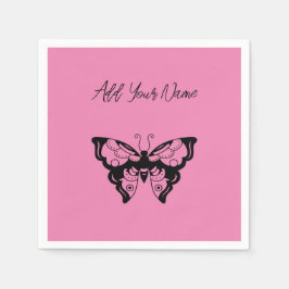 Roze vlinder - Creëer uw eigen (CYO) luiers Servet