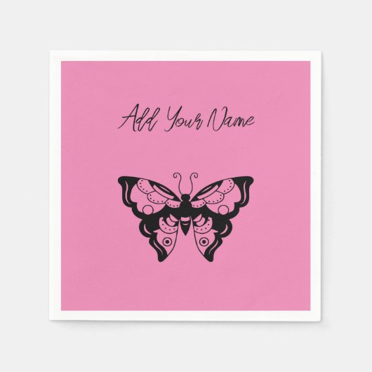 Roze vlinder - Creëer uw eigen (CYO) luiers Servet (Voorkant)