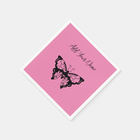 Roze vlinder - Creëer uw eigen (CYO) luiers Servet (Hoek)