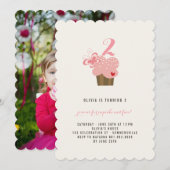 Roze Vlinder Cupcake Meisje Verjaardagsfeest Uitno Kaart (Voorkant / Achterkant)