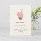 Roze Vlinder Cupcake Meisje Verjaardagsfeest Uitno Kaart (Staand voorkant)