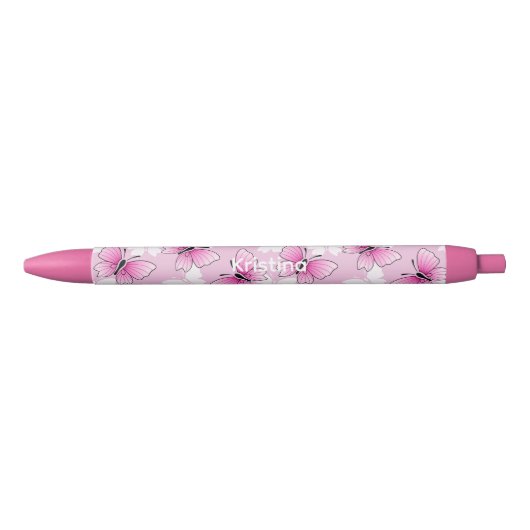 Roze Vlinder Cute Kawaii Gepersonaliseerde Pen (Voorkant)