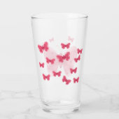 Roze Vlinder Cute Minimaal Illustratie Glas (Achterkant)