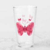 Roze Vlinder Cute Minimaal Illustratie Glas (Voorkant)