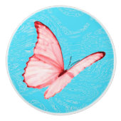 Roze Vlinder Cyaan Keramische Pull Keramische Knop (Voorkant)
