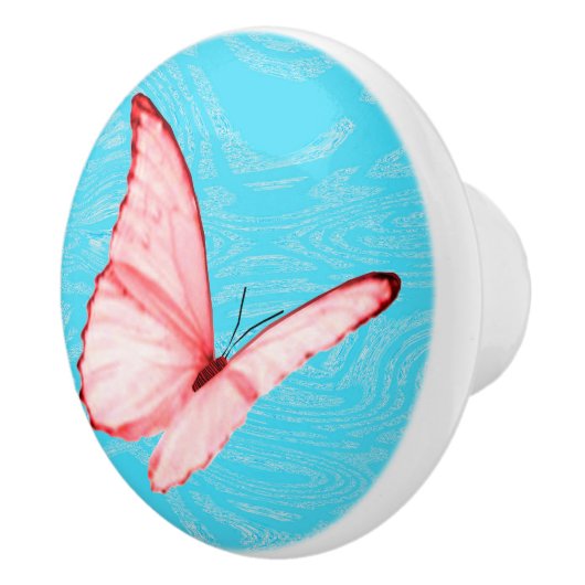 Roze Vlinder Cyaan Keramische Pull Keramische Knop (Rechts)