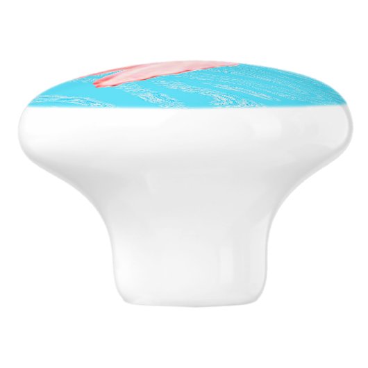 Roze Vlinder Cyaan Keramische Pull Knop (Zijkant)