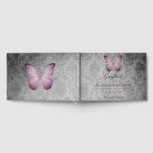 Roze  vlinder Damask bruiloft Gastenboek (Volledig)
