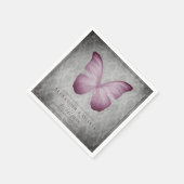 Roze  vlinder Damask bruiloft Servet (Hoek)