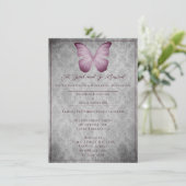 Roze  vlinder Damask repetitie diner Kaart (Staand voorkant)