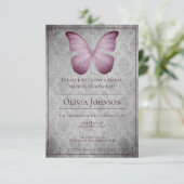 Roze  vlinder Damask Vrijgezellenfeest Kaart (Staand voorkant)