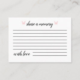 Roze vlinder | Deel een herinneringskaart Visitekaartje