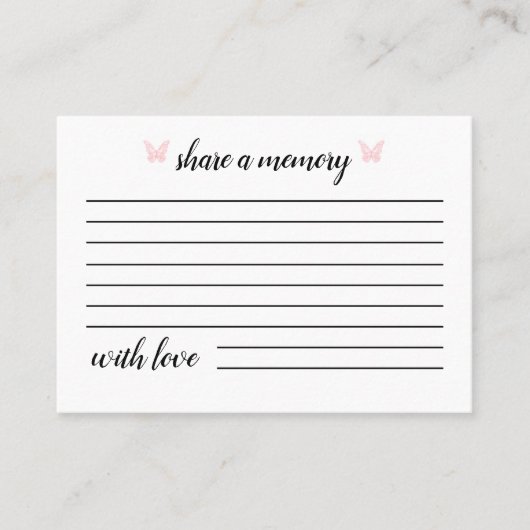 Roze vlinder | Deel een herinneringskaart Visitekaartje (Voorkant)