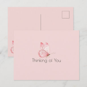 Roze Vlinder Denk aan jou Briefkaart