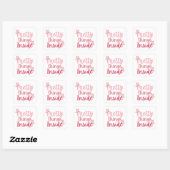 Roze vlinder  dingen binnen vierkante sticker (Vel)