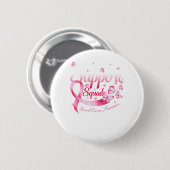 Roze vlinder-draaggolf-ondersteunend vierkant bors ronde button 5,7 cm (Voorkant /achterkant)