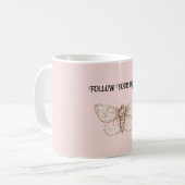 Roze Vlinder Dromen Koffiemok (Voorkant links)