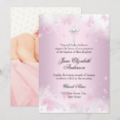  roze vlinder & dwars foto's uitgenodigd kaart (Voorkant / Achterkant)