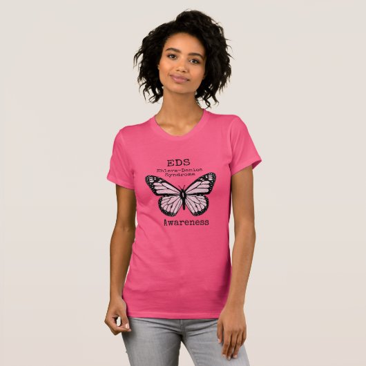Roze Vlinder EDS Bewustzijnsshirt T-shirt (Voorkant volledig)