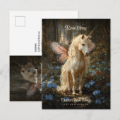 Roze Vlinder Eenhoorn Fairyland Castle Briefkaart (Voorkant / Achterkant)