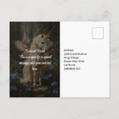 Roze Vlinder Eenhoorn Fairyland Castle Briefkaart (Achterkant)