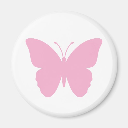 Roze Vlinder Eenvoudig Ontwerp Rond Magneet (Voorkant)