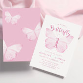 Roze Vlinder Eerste Verjaardag Uitnodiging
