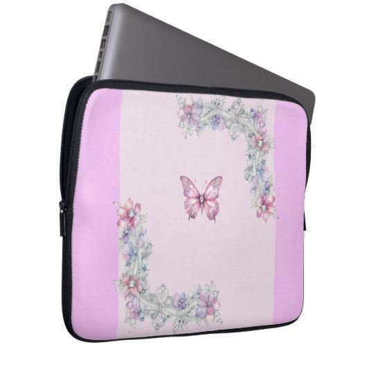  Roze Vlinder Elektronicatas Laptop Sleeve (Voorkant Rechts)