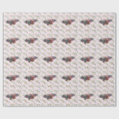 Roze vlinder en bladeren Verpakkingspapier Cadeaupapier (Vlak)