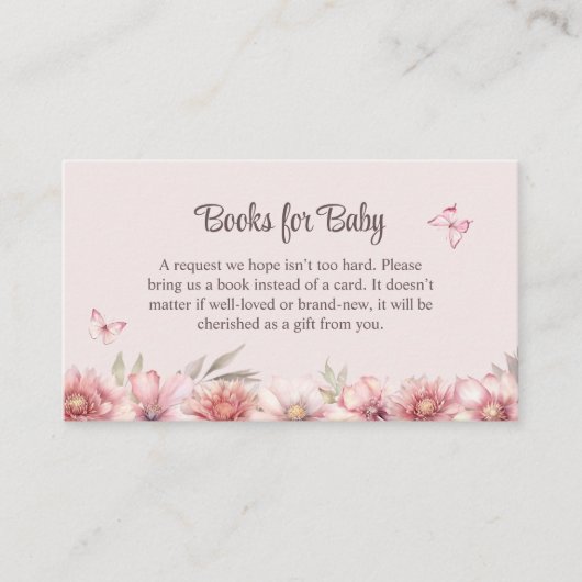 Roze Vlinder en Bloem Tuin Boeken voor Baby Informatiekaartje (Voorkant)